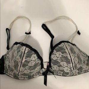 Victoria Secret black and white lace bra